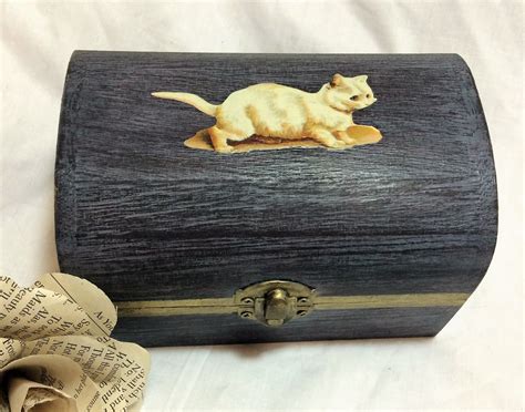 wooden cat jewelry box